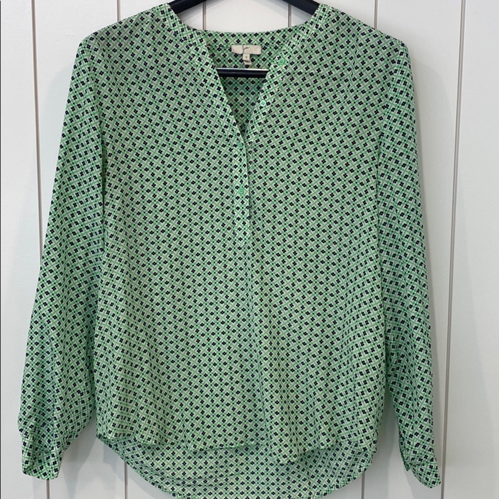 Joie silk green and navy blouse